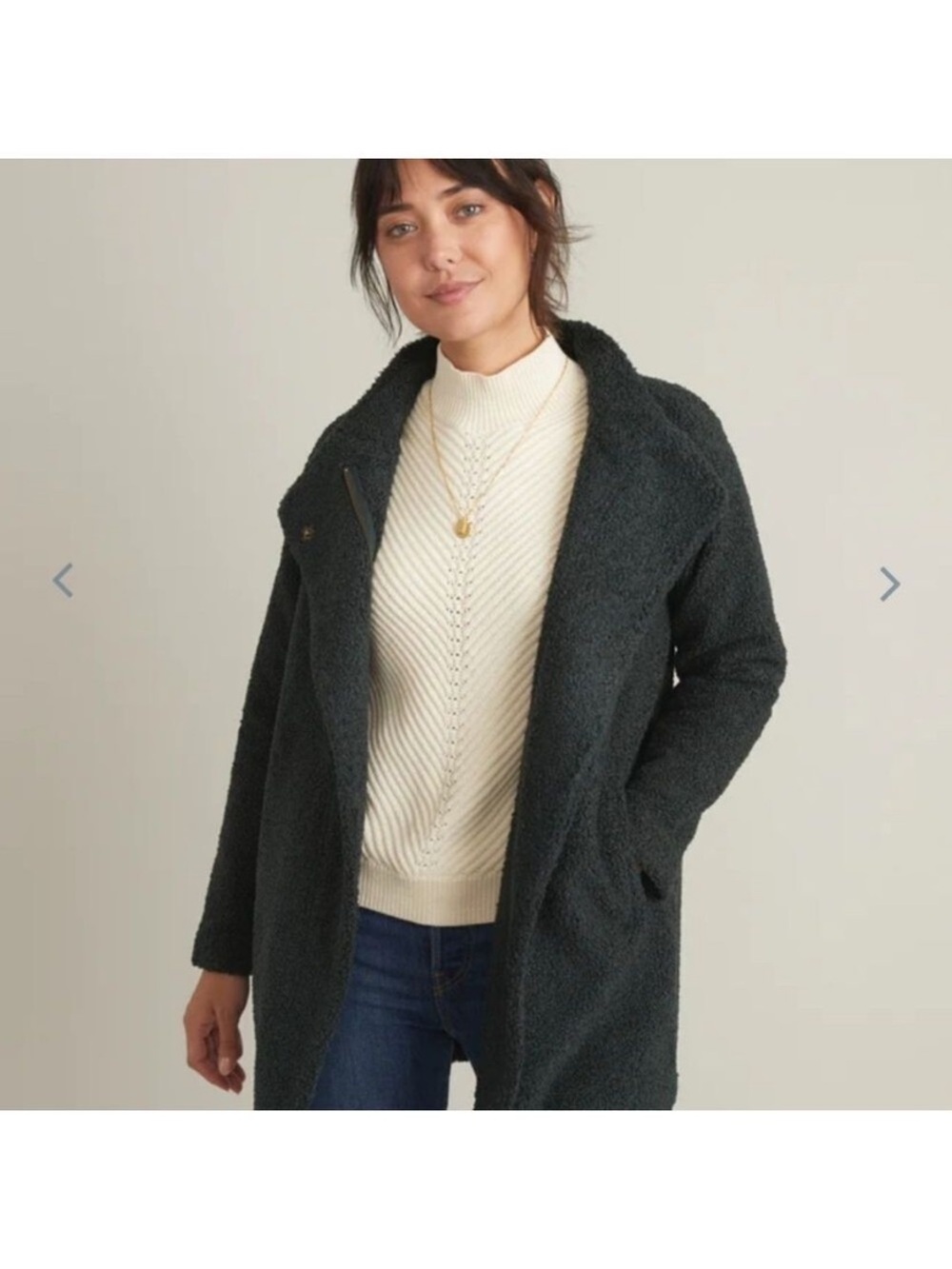Marine Layer Stephanie Cocoon Boucle Green Jacket Coat Size S